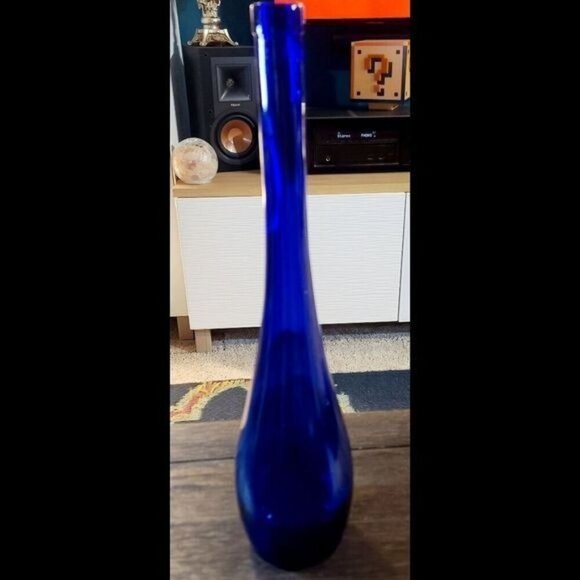 Vintage MCM Mid Century Modern Vetreria Etrusca Cobalt Tall Glass Vase - Picture 1 of 15